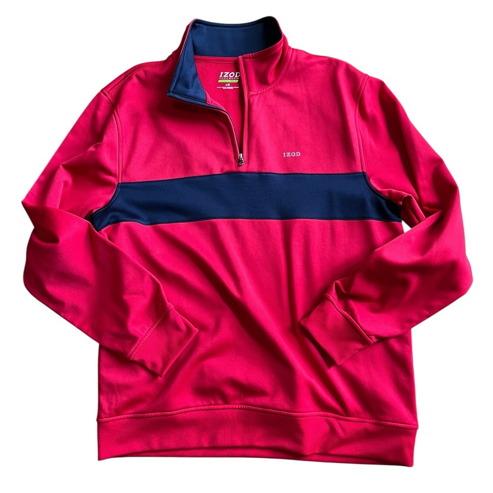 Izod men’s size large Crimson and Navy Half-Zip Sweater